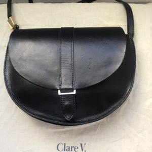 Clare V. Lulu black leather shoulder bag
